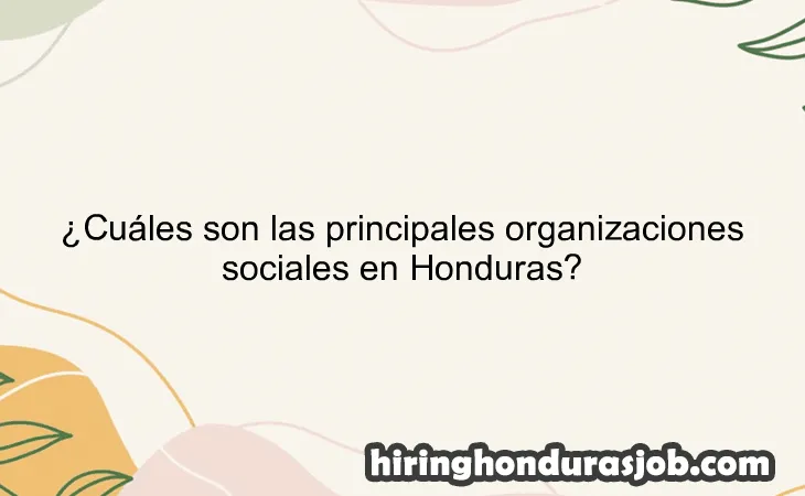 ¿Cuáles son las principales organizaciones sociales en Honduras?